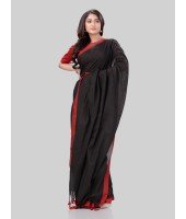 DESH BIDESH Women`s Handloom Pure Cotton Saree Abhiprithi Royal Design Without Blouse Piece(Black)